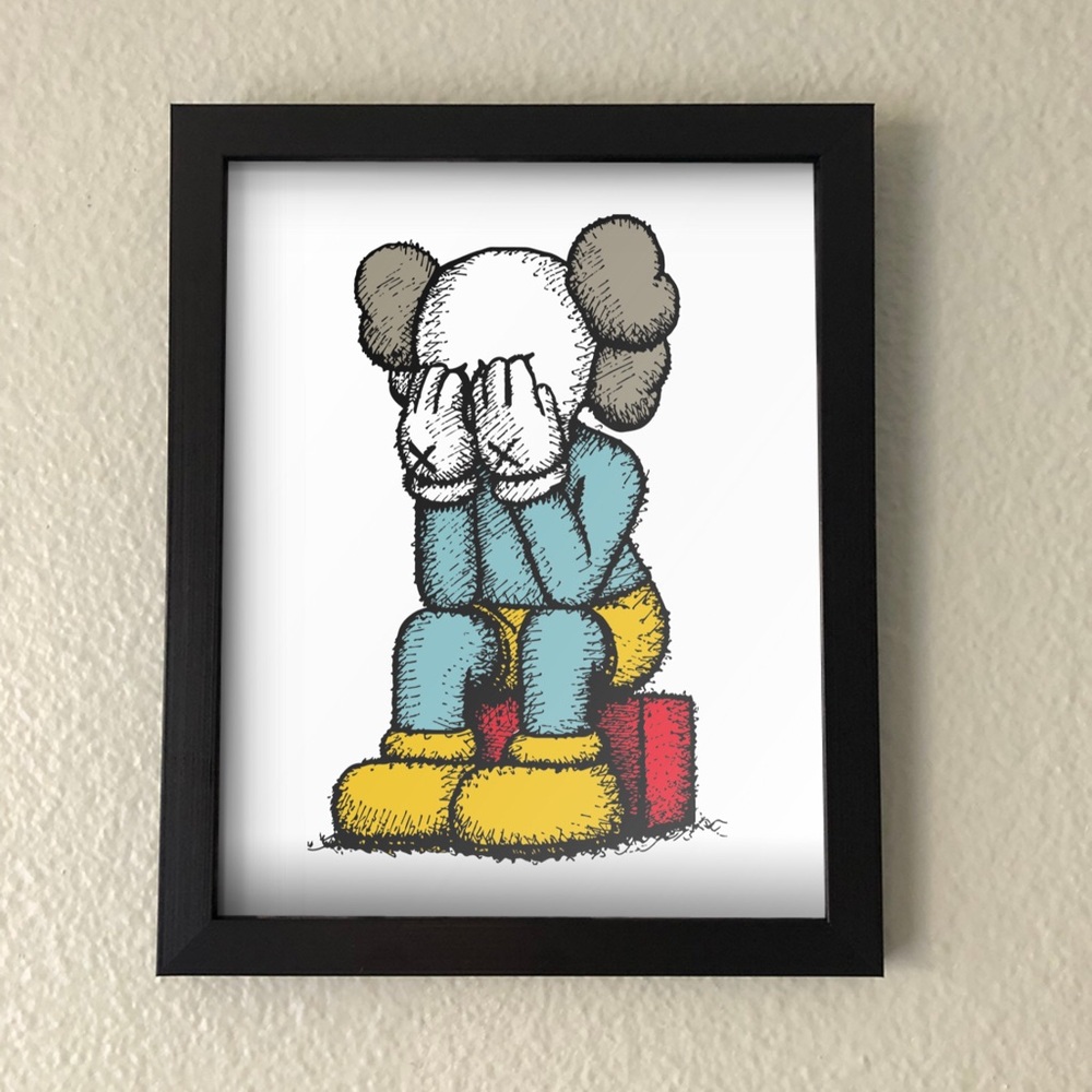 Framed KAWS Wall Art | Modern Pop Art Decor for Home, Office, or Gym